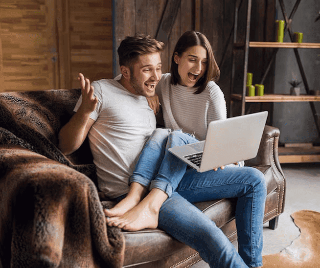 couple with laptop